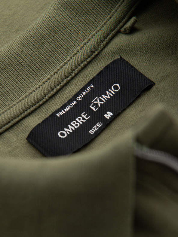 Ombre Clothing Tricou polo cu fermoar - măsliniu