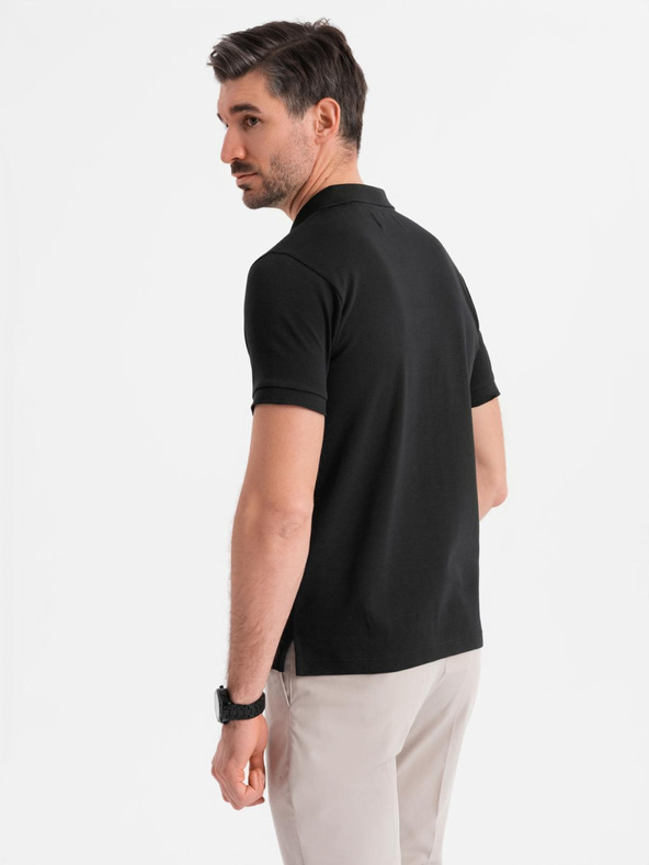 Ombre Clothing Tricou polo cu fermoar - negru