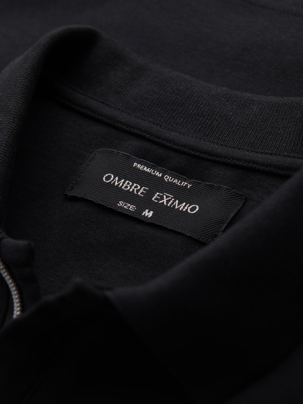 Ombre Clothing Tricou polo cu fermoar - negru