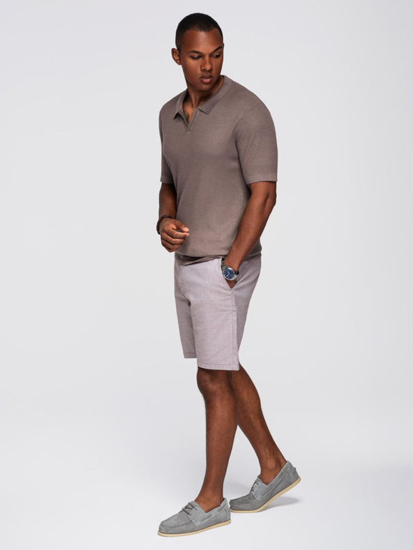 Ombre Clothing Tricou polo fără nasturi cu guler deschis - cenușiu