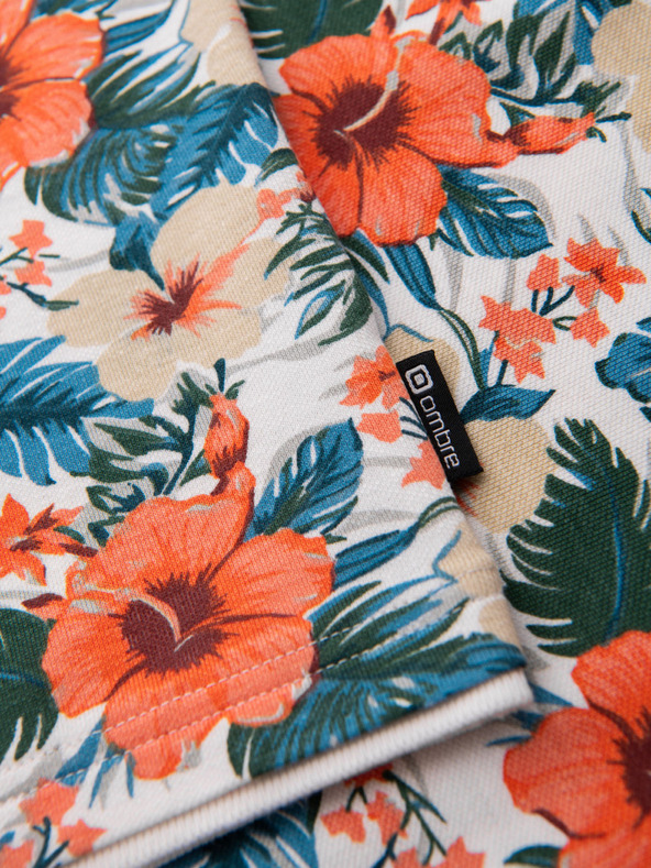 Ombre Clothing Tricou polo din bumbac cu imprimeu floral - alb