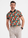 Ombre Clothing Tricou polo din bumbac cu imprimeu floral - negru
