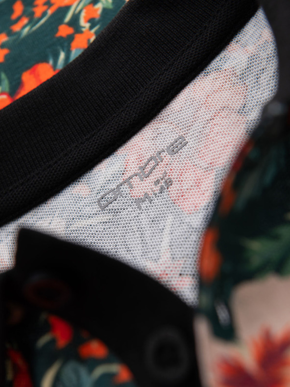 Ombre Clothing Tricou polo din bumbac cu imprimeu floral - negru