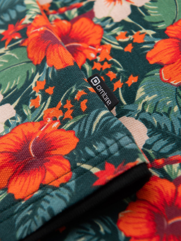 Ombre Clothing Tricou polo din bumbac cu imprimeu floral - negru