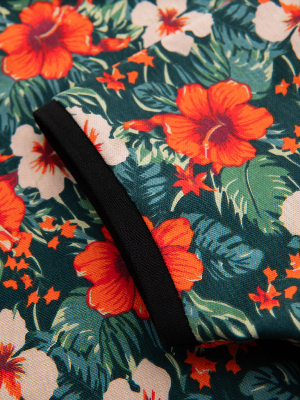 Ombre Clothing Tricou polo din bumbac cu imprimeu floral - negru