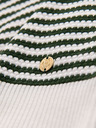 Ombre Clothing Tricou polo tricotat fără nasturi în dungi marinărești - alb și verde măslinie