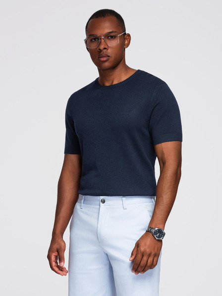 Ombre Clothing Cămașă tricotată clasică cu dungi pentru bărbați - albastru închis
