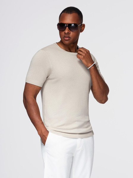 Ombre Clothing Cămașă tricotată clasică pentru bărbați cu manșete coaste - gri deschis