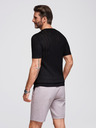 Ombre Clothing Pulover pentru bărbați cu decolteu rotund și mâneci scurte - negru
