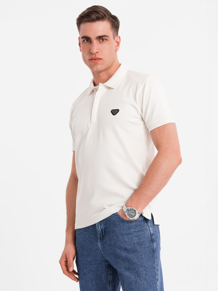 Ombre Clothing Tricou polo cu fermoar - alb