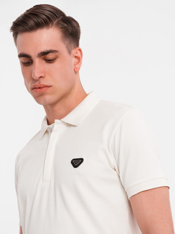 Ombre Clothing Tricou polo cu fermoar - alb