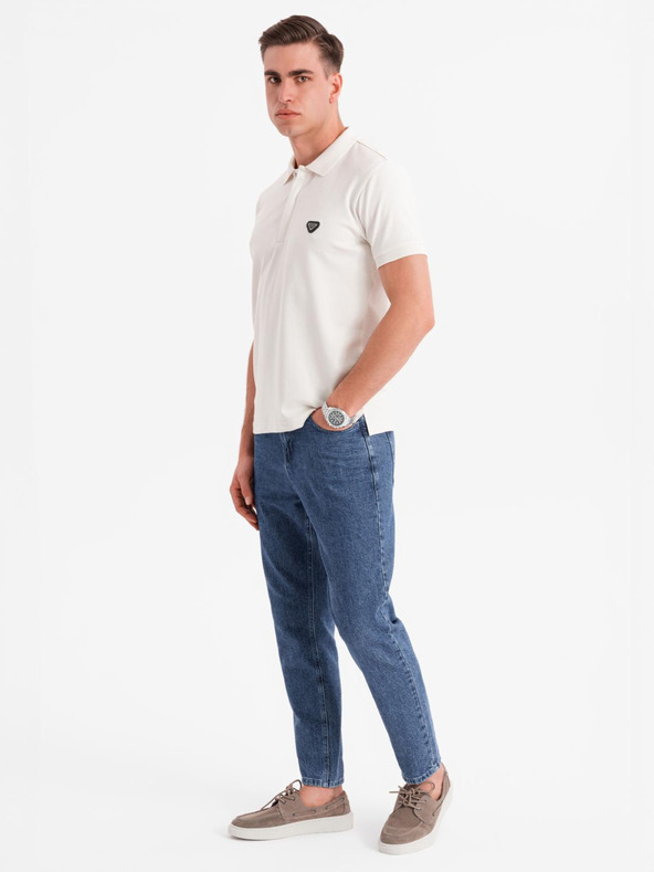 Ombre Clothing Tricou polo cu fermoar - alb