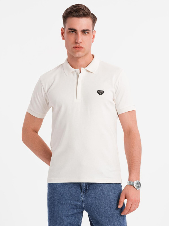 Ombre Clothing Tricou polo cu fermoar - alb