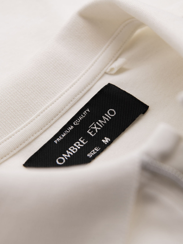 Ombre Clothing Tricou polo cu fermoar - alb