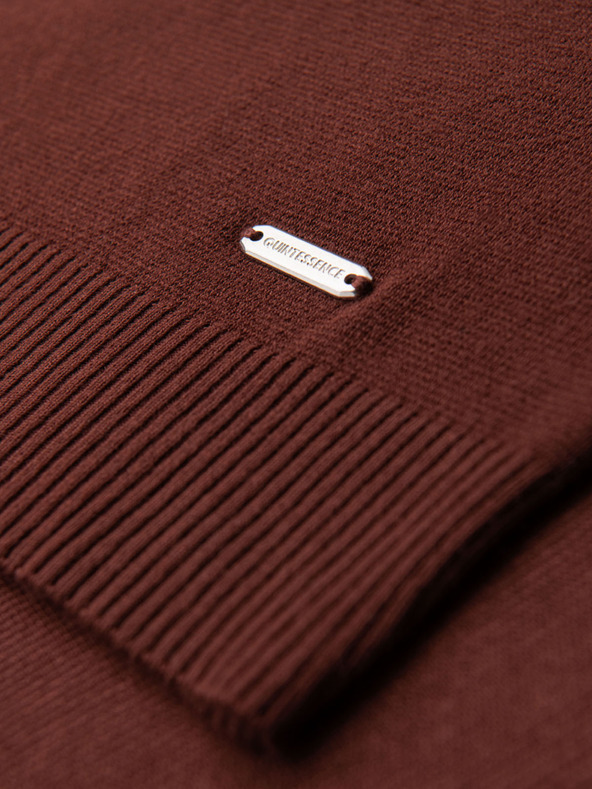 Ombre Clothing Cămașă tricotată clasică pentru bărbați cu manșete coaste - maro cald