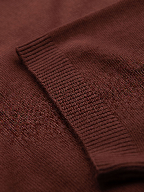 Ombre Clothing Cămașă tricotată clasică pentru bărbați cu manșete coaste - maro cald