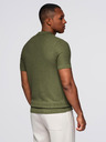 Ombre Clothing Tricou polo tricotat pentru bărbați fără nasturi - măslinie