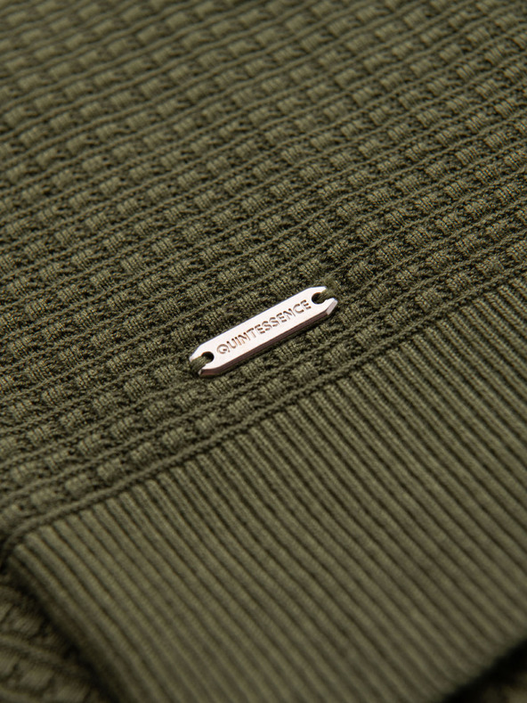 Ombre Clothing Tricou polo tricotat pentru bărbați fără nasturi - măslinie