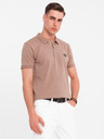 Ombre Clothing Tricou polo cu fermoar - maro deschis