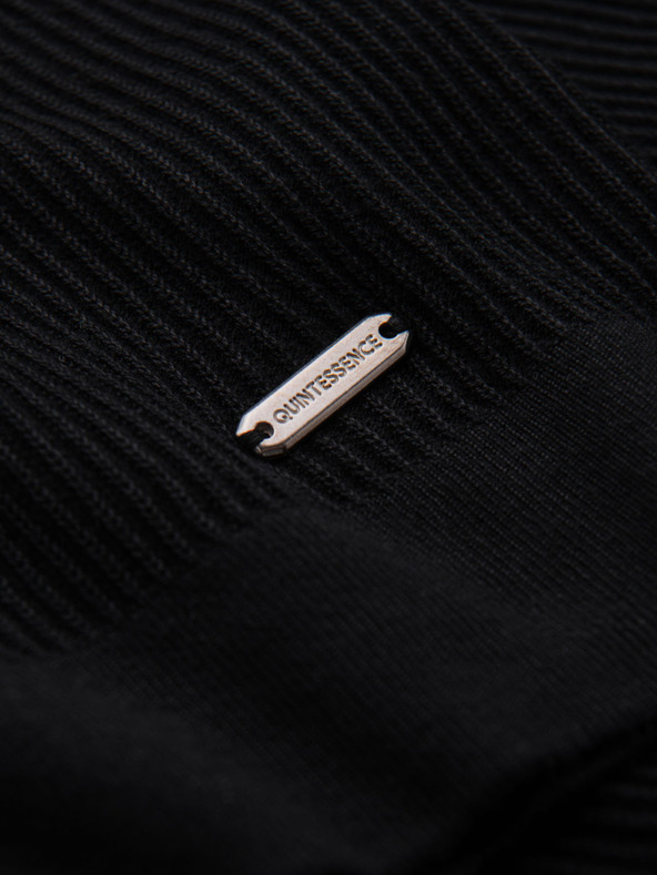 Ombre Clothing Tricou polo cu guler deschis fără nasturi - negru