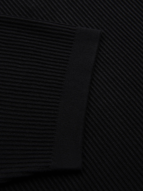 Ombre Clothing Tricou polo cu guler deschis fără nasturi - negru