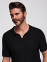 Ombre Clothing Tricou polo tricotat pentru bărbați fără nasturi - negru
