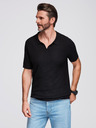 Ombre Clothing Tricou polo tricotat pentru bărbați fără nasturi - negru