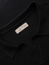 Ombre Clothing Tricou polo tricotat pentru bărbați fără nasturi - negru