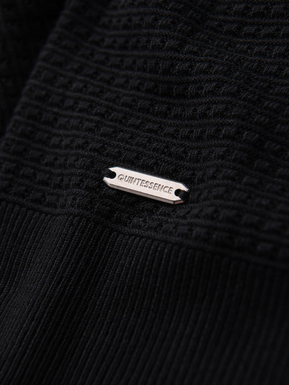 Ombre Clothing Tricou polo tricotat pentru bărbați fără nasturi - negru