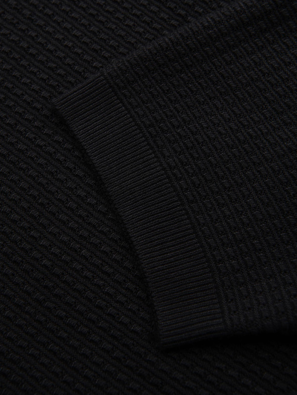 Ombre Clothing Tricou polo tricotat pentru bărbați fără nasturi - negru