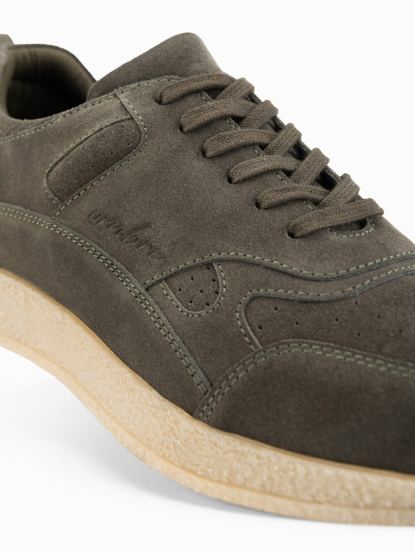 Ombre Clothing Adidași ușori din piele întoarsă pentru bărbați în stil sport - oliv