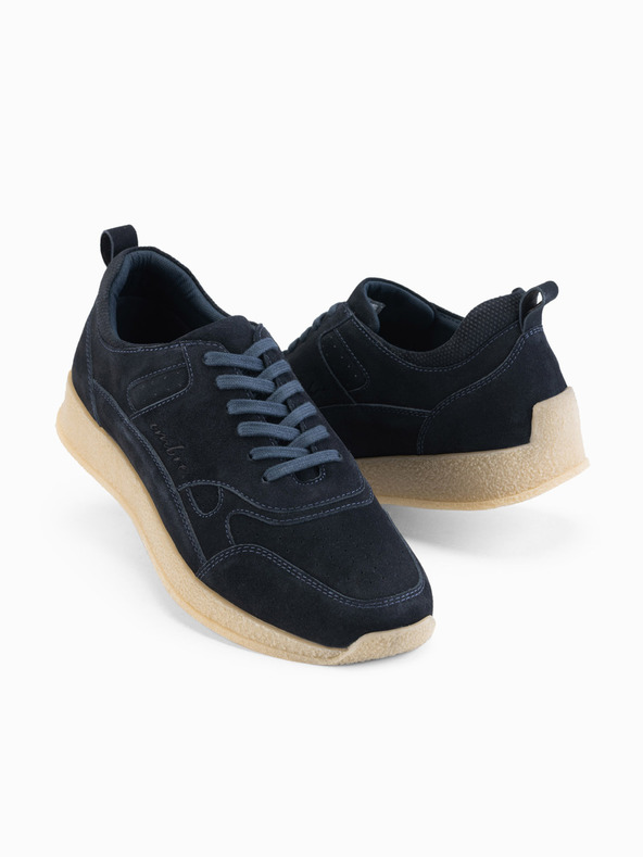 Ombre Clothing Adidași ușori din piele întoarsă pentru bărbați în stil sport - bleumarin