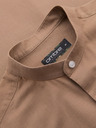 Ombre Clothing Cămașă din pânză pentru bărbați cu guler înalt și buzunar REGULAR FIT - maro deschis