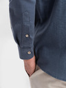 Ombre Clothing Cămașă din pânză pentru bărbați cu guler clasic și buzunare REGULAR FIT - albastru