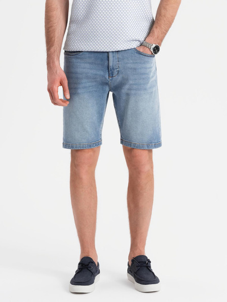 Ombre Clothing Pantaloni scurți din denim pentru bărbați, croială clasică - albastru deschis