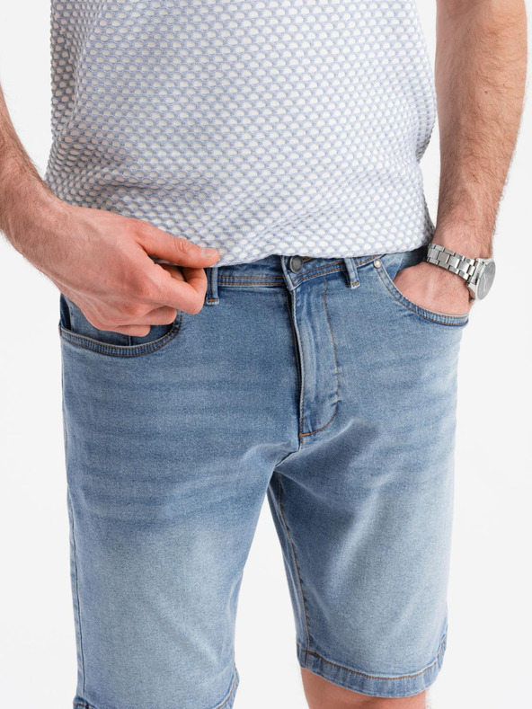 Ombre Clothing Pantaloni scurți din denim pentru bărbați, croială clasică - albastru deschis