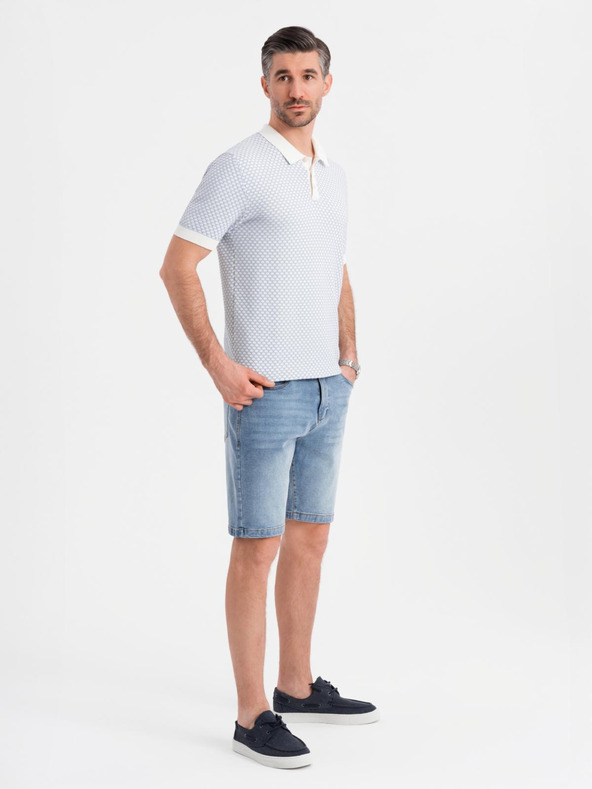 Ombre Clothing Pantaloni scurți din denim pentru bărbați, croială clasică - albastru deschis