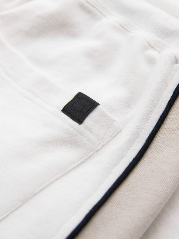 Ombre Clothing Pantaloni scurți de trening pentru bărbați cu dungi late - albi
