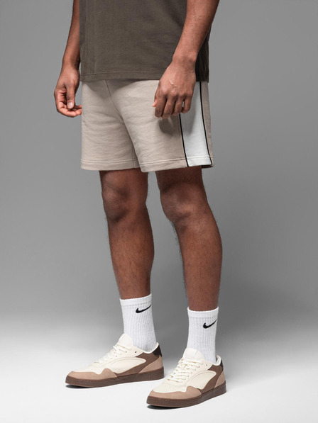 Ombre Clothing Pantaloni scurți de trening pentru bărbați cu dungi late - bej
