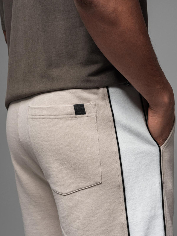 Ombre Clothing Pantaloni scurți de trening pentru bărbați cu dungi late - bej