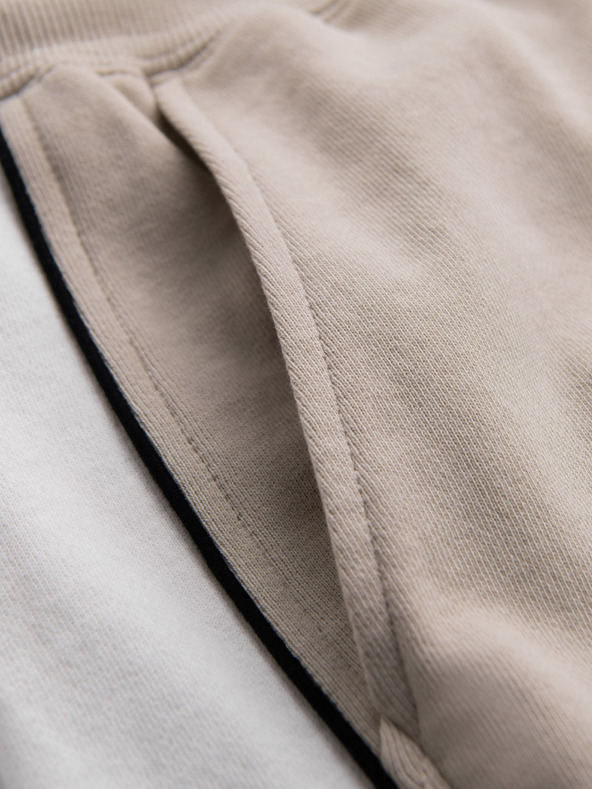 Ombre Clothing Pantaloni scurți de trening pentru bărbați cu dungi late - bej