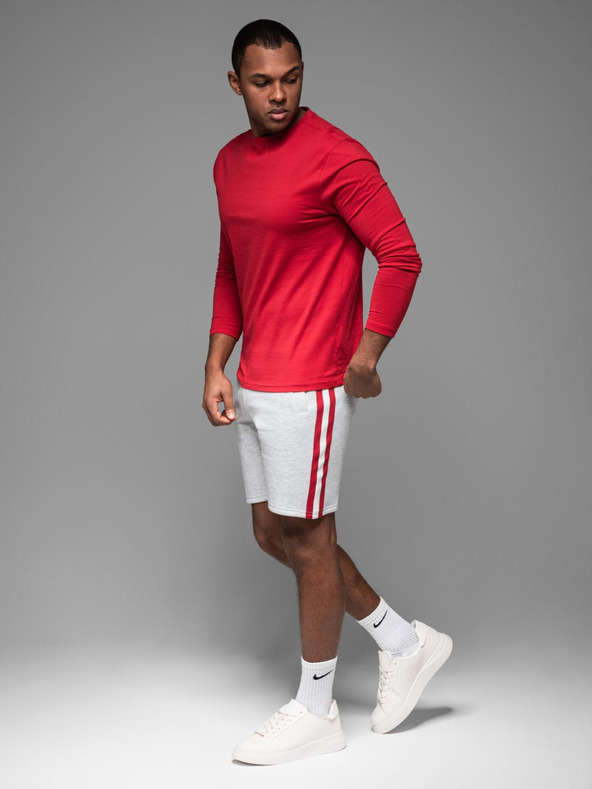 Ombre Clothing Pantaloni scurți de trening pentru bărbați cu tiv și brâu nervurat - gri melanj