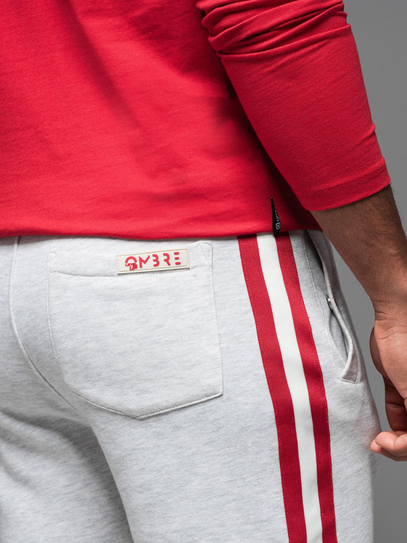 Ombre Clothing Pantaloni scurți de trening pentru bărbați cu tiv și brâu nervurat - gri melanj