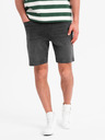 Ombre Clothing Pantaloni scurți pentru bărbați cu talie elastică și efect uzat - gri
