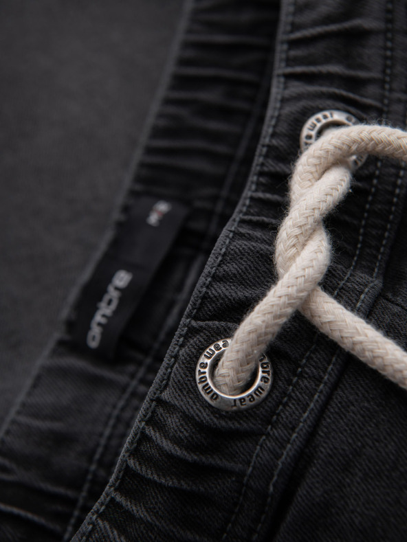 Ombre Clothing Pantaloni scurți pentru bărbați cu talie elastică și efect uzat - gri