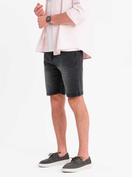 Ombre Clothing Pantaloni scurți din denim pentru bărbați, croială clasică - negri