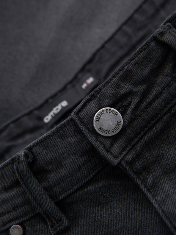 Ombre Clothing Pantaloni scurți din denim pentru bărbați, croială clasică - negri