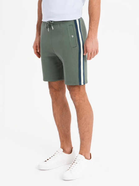 Ombre Clothing Pantaloni scurți de trening pentru bărbați cu tiv și brâu nervurat - oliv