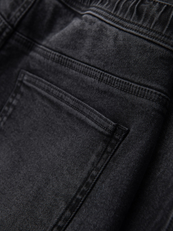 Ombre Clothing Pantaloni scurți pentru bărbați cu talie elastică și efect uzat - negri