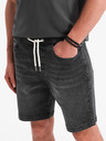 Ombre Clothing Pantaloni scurți pentru bărbați cu talie elastică și efect uzat - negri